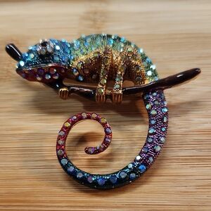 Colorful Chameleon Brooch